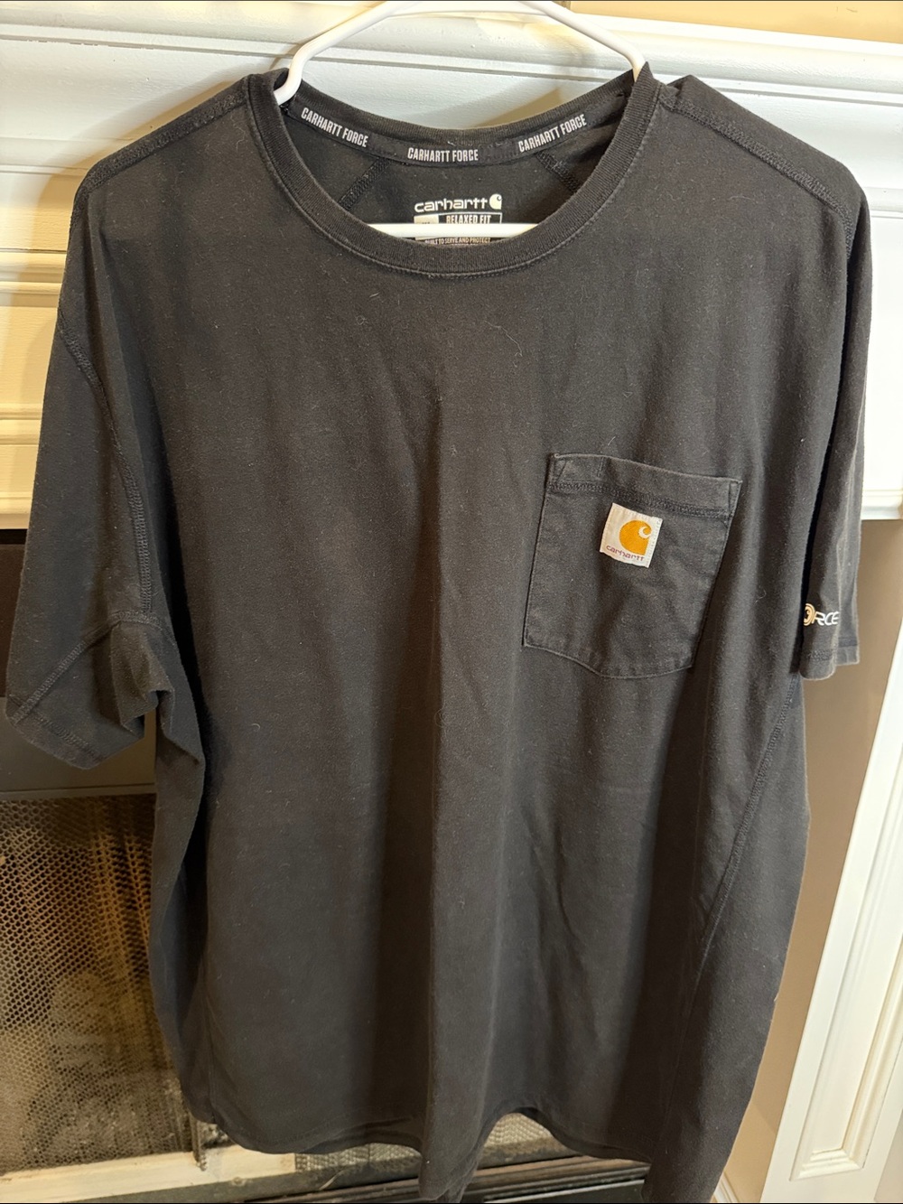 Carhartt Black Short-Sleeve Pocket Tee with Logo Patch